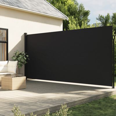 vidaXL lahtitõmmatav külgsein, must, 200 x 600 cm