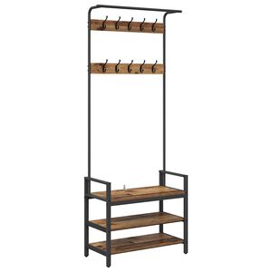 vidaXL Riidepuu riiuliga Vana puit 75 x 34 x 184 cm Tehispuit