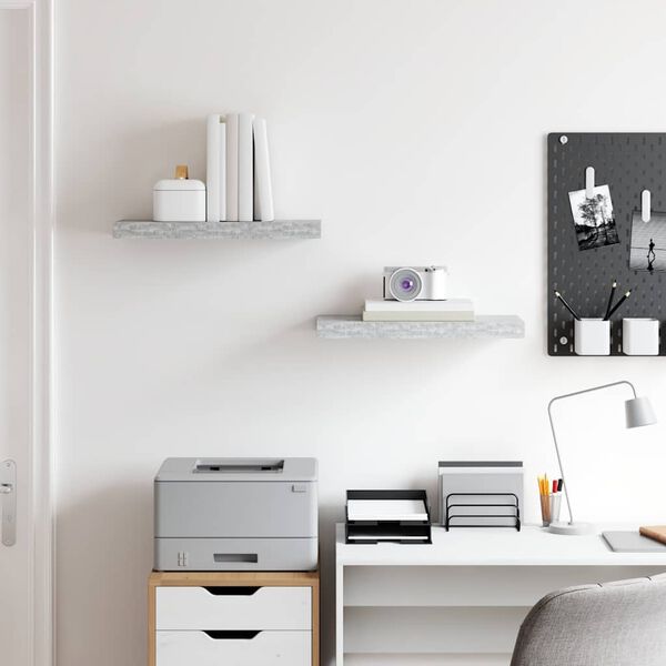 vidaXL seinariiulid, 2 tk, betoonhall, 50 x 23 x 3,8 cm MDF