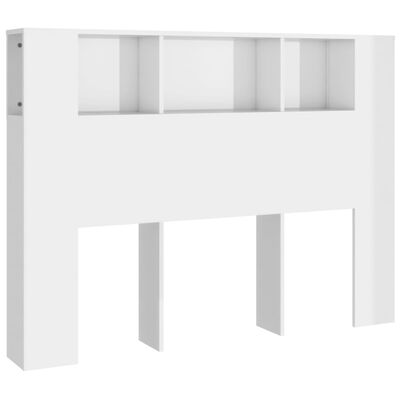 vidaXL voodipeatsi kapp, kõrgläikega valge, 140 x 18,5 x 104,5 cm