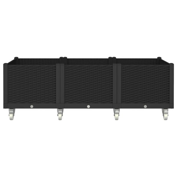 vidaXL ratastega taimekast, must, 150 x 80 x 54 cm, PP