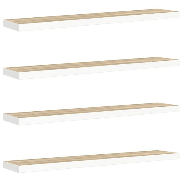 vidaXL seinariiulid, 4 tk, tamm ja valge, 120 x 23,5 x 3,8 cm MDF