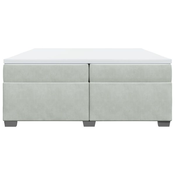 vidaXL kontinentaalvoodi madratsiga, helehall, 200x200 cm, samet