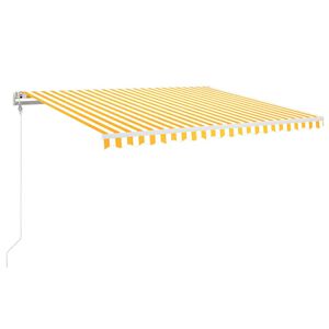 vidaXL automaatne varikatus, LED, tuuleandur, 400x350 cm kollane/valge
