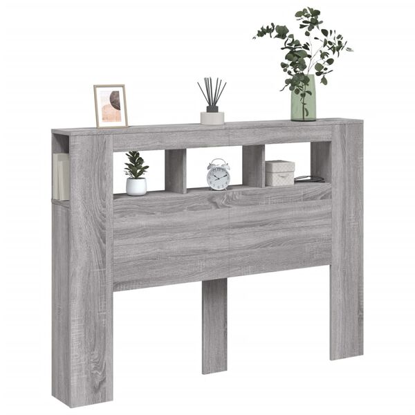 vidaXL voodipeats LEDiga, hall Sonoma, 140 x 18,5 x 103,5cm, tehispuit