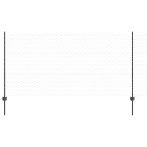 vidaXL Kuusnurkne aed koos posti 25 x 1,2 m PVC-kaetud teras Hall V&otilde;rk