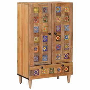 vidaXL K&otilde;rgushein uksega Neutraalne 60 x 33,5 x 100 cm Tugev mango puu