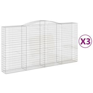 vidaXL kaarekujulised gabioonkorvid 3 tk, 400 x 50 x 200/220 cm, raud