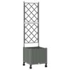 vidaXL Aia istutuskast trellise ja ratastega Helehall 40 x 40 x 149 cm