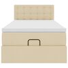 vidaXL ottomani voodi madratsita ja LED, kreemjas, 90x200 cm, kangas