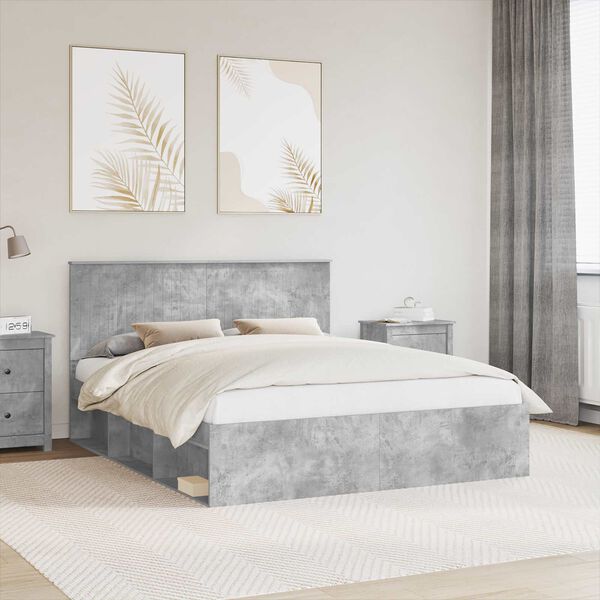 vidaXL Voodi raam peaga Betoon 160 x 200 cm Tahke m&auml;nd