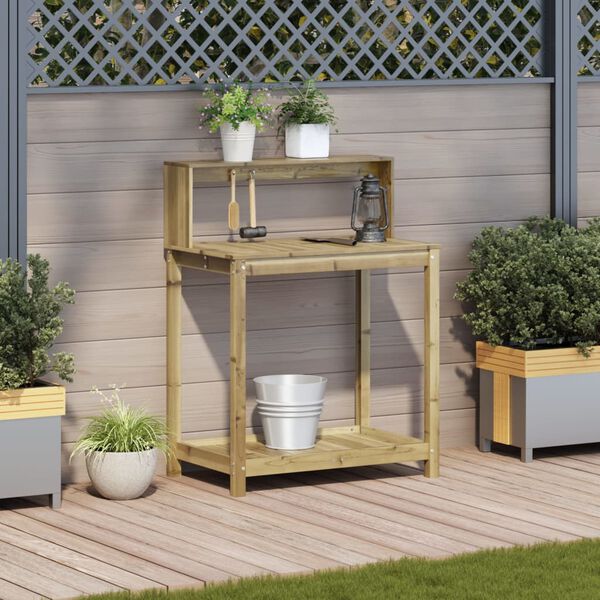 vidaXL riiulitega istutuslaud, 82,5x50x109,5 cm, immutatud m&auml;nnipuit