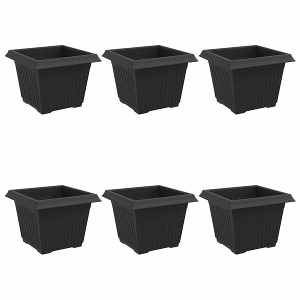 vidaXL Ruutlillepott 6 pcs Must 23 x 23 x 17,5 cm Plastmass