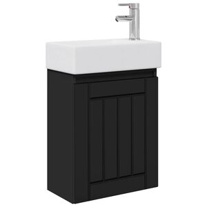 vidaXL Vannitoa vanity &uuml;ksus koos segistiga Must 45,5 x 25,5 x 84 cm