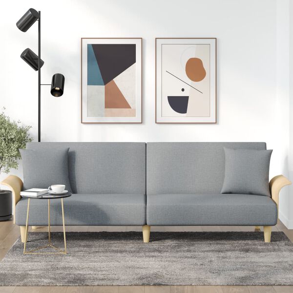 vidaXL diivanvoodi käetugedega, helehall, kangas