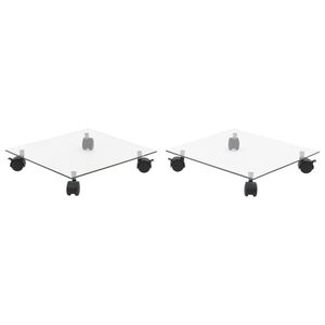 vidaXL ratastega taimealused 2 tk, karastatud klaas, kandiline