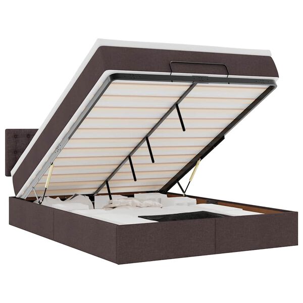 vidaXL ottomani voodi madratsita ja LED, tumepruun, 140x190cm, kangas