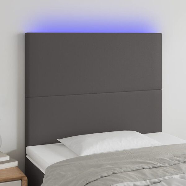 vidaXL LED-voodipeats, hall, 90x5x118/128 cm, kunstnahk