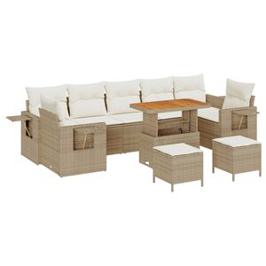 vidaXL Aia Diivanikomplekt 10 pcs Beež pol&uuml;rotang