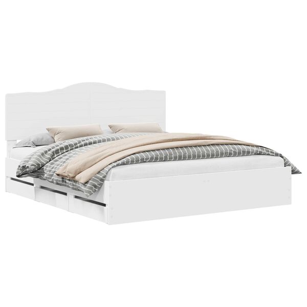 vidaXL Voodi raam sahtliga peaga Valge 180 x 200 cm Inseneripuit