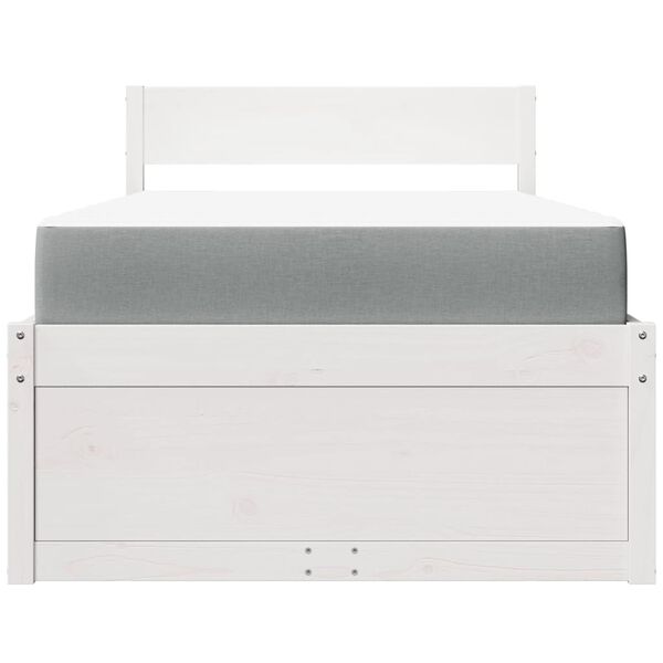 vidaXL voodi sahtlite ja madratsiga, valge, 90x200 cm, m&auml;nnipuit