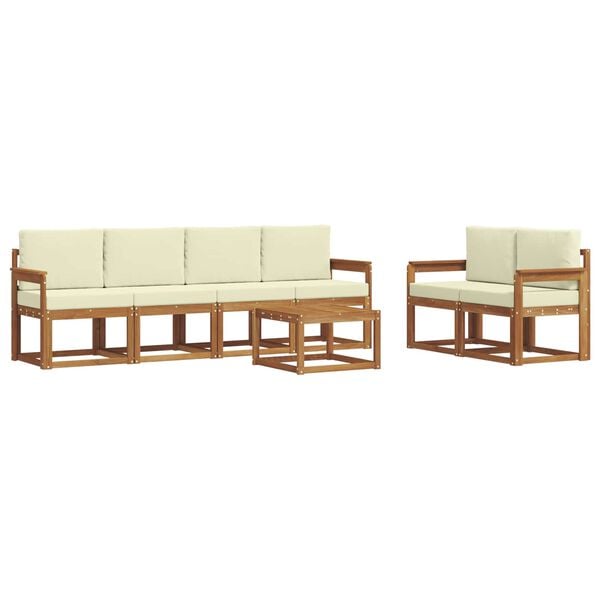 vidaXL V&auml;li diivanikomplekt 7 pcs Looduslik ja kreem Tugev akatsiapuu