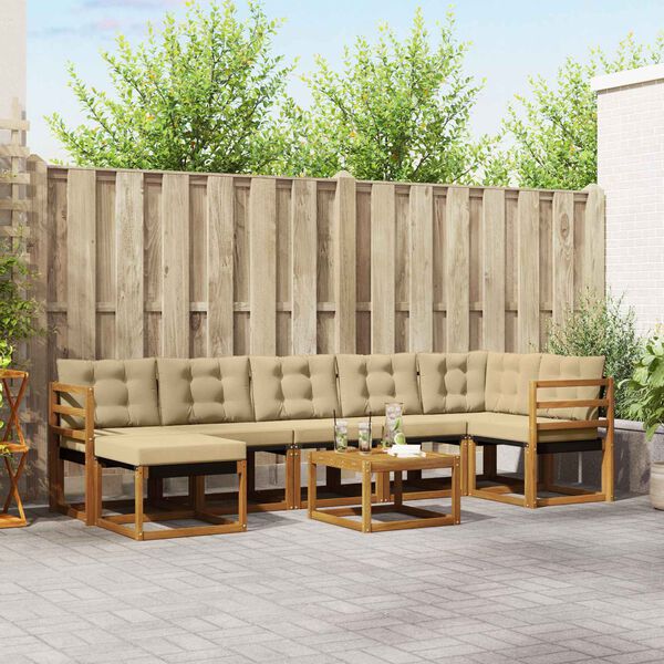 vidaXL V&auml;li diivanikomplekt padjaga 8 pcs Looduslik ja beež