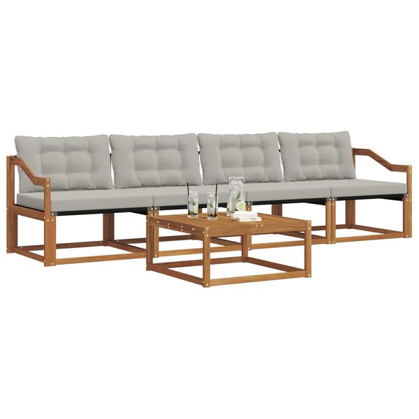 vidaXL V&auml;li diivanikomplekt padjaga 5 pcs Looduslik ja Hele Hall