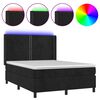vidaXL kontinentaalvoodi madrats ja LED, must, 140x200 cm, samet