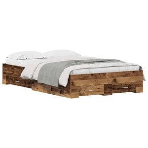 vidaXL Voodi raam sahtliga Vana puit 120 x 200 cm Tehispuit