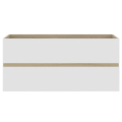 vidaXL valamukapp sisseehitatud valamuga, valge ja Sonoma tamm, puitlaastplaat