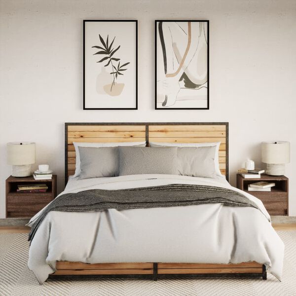 vidaXL seinale kinnitatavad &ouml;&ouml;kapid LED-tuledega 2 tk, pruun tamm