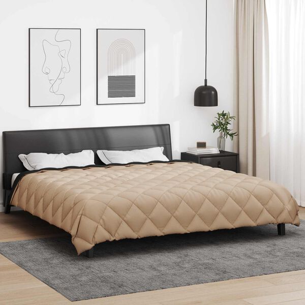 vidaXL Talve tek Must ja taupe 200 x 220 cm Mikrokiud