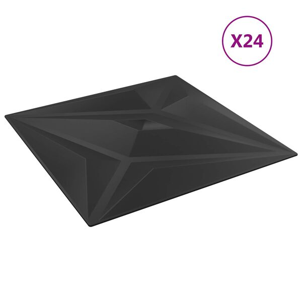 vidaXL Seinapaneelid T&auml;ht 24 pcs Must Staar 50 x 50 cm XPS Vaht