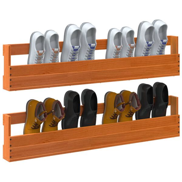 vidaXL seinale kinnitatavad jalatsiriiulid 2 tk meekarva 110x9x23 m&auml;nd