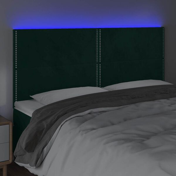 vidaXL LED-voodipeats, tumeroheline, 180x5x118/128 cm, samet