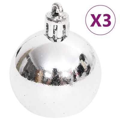vidaXL 70-osaline jõulukuulide komplekt, hõbedane ja valge