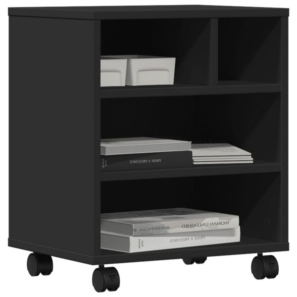 vidaXL ratastega printerialus, must, 41 x 32 x 48 cm