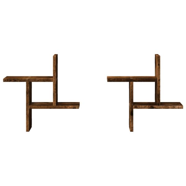 vidaXL seinariiulid 2 tk, suitsutatud tamm, 38x12x38 cm, tehispuit