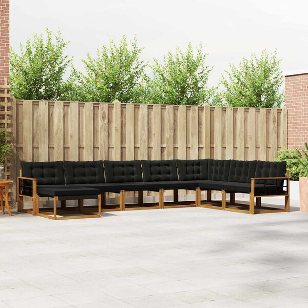 vidaXL V&auml;li diivanikomplekt 8 pcs Looduslik ja must Tugev akatsiapuu