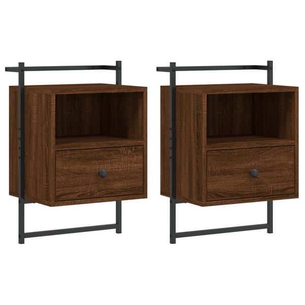 vidaXL seinale kinnitatavad &ouml;&ouml;kapid 2 tk, pruun tamm, 40x30x61 cm