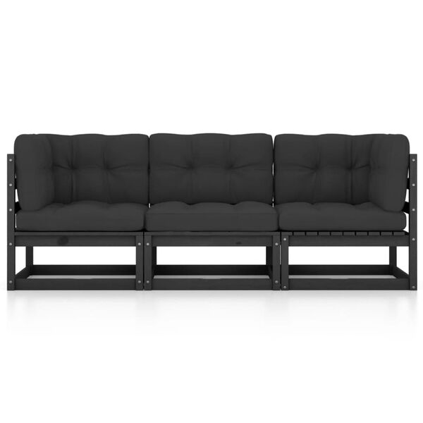 vidaXL 3-osaline aiadiivan istmepatjadega, toekas männipuit