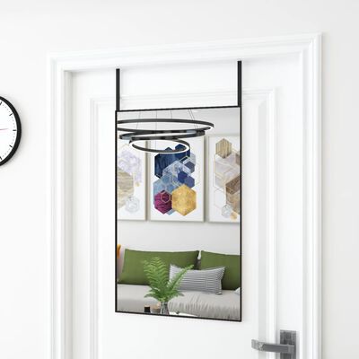 vidaXL uksepeegel, must, 50 x 80 cm, klaas ja alumiinium
