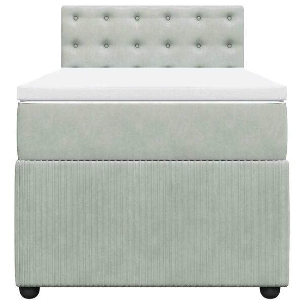 vidaXL kontinentaalvoodi madratsiga, helehall, 100x200 cm, samet