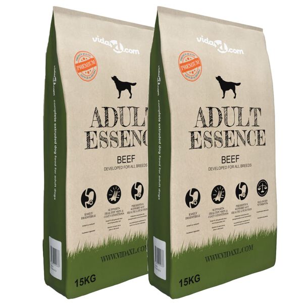 vidaXL Premium koerte kuivtoit Adult Essence Beef 2 tk, 30 kg
