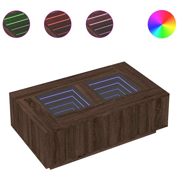 vidaXL kohvilaud LED-tuledega, pruun tamm, 116x69x40 cm