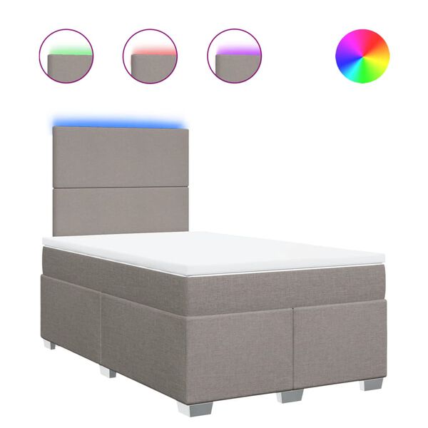 vidaXL kontinentaalvoodi madratsiga, pruunikashall, 120x200 cm, kangas