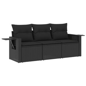 vidaXL 3-osaline aiadiivanikomplekt patjadega, must, pol&uuml;rotang