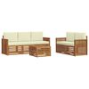 vidaXL Diivanikomplektid 6 pcs Looduslik ja kreem Tugev akatsiapuu