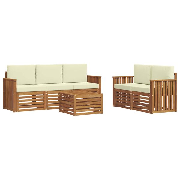 vidaXL Diivanikomplektid 6 pcs Looduslik ja kreem Tugev akatsiapuu